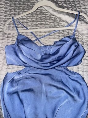 Hello Molly Satin Slip Dress in Periwinkle